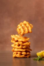 Waffle fries golden crunchy fries