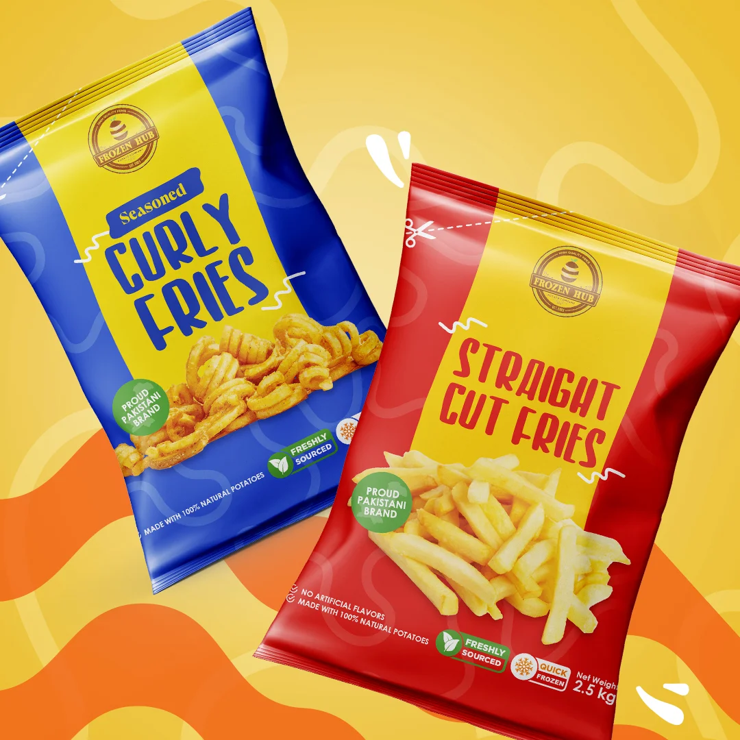 Curly fries and Straight cut Fries by Frozen Foods